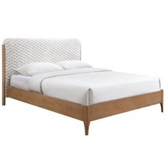 Lordy Bed (For Mattress 160X196Cm) 09-2033 207.5x177x103.5cm Cream-Walnut