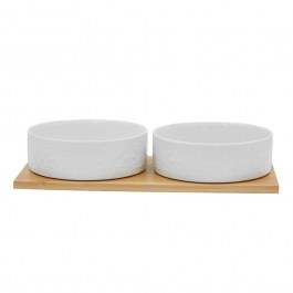 Serving Bowl With Base Fleurs (Set 3Pcs) 030019 30x15x5,5cm White-Natural WHITE-NATURAL