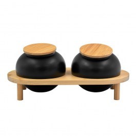 Storage Box With Base Curve (Set 3Pcs) 030027 33x16x13cm Black-Natural NATURAL-BLACK