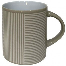 Mug Lines 028859 8x8x10cm White-Beige BEIGE-WHITE