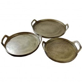 Decorative Trays Batu (Set 3Pcs) 022182 D35x5/29x5/26x5cm Antique Gold GOLD