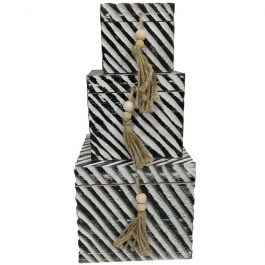 Storage Boxes Ronan (Set 3Pcs) 032588 22x22x20cm Black-White BLACK-WHITE