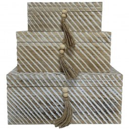 Storage Boxes Sengo (Set 3Pcs) 032576 37,5x24,5x17/31,5x18,5x14/25,5x13,5x10cm Natural-White NATURAL-WHITE
