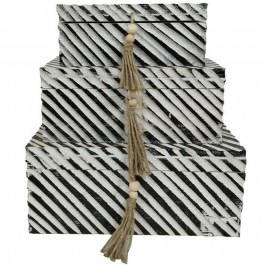 Storage Boxes Ronan (Set 3Pcs) 032592 37,5x24,5x17/31,5x18,5x14/25,5x13,5x10cm Black-White BLACK-WHITE