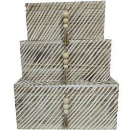 Storage Boxes Sengo (Set 3Pcs) 032580 63,5x43,5x30/55,5x35,5x26/47,5x27,5x22cm Natural-White NATURAL-WHITE
