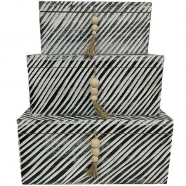 Storage Boxes Ronan (Set 3Pcs) 032596 63,5x43,5x30/55,5x35,5x26/47,5x27,5x22cm Black-White BLACK-WHITE