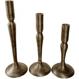 Candlestick Demek (Set 3Pcs) 022245 10x10x31cm Antique Gold GOLD