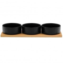 Ordeviera 3 Seats Fleurs (Set 4Pcs) 030039 29x10x5cm Natural-Black NATURAL-BLACK