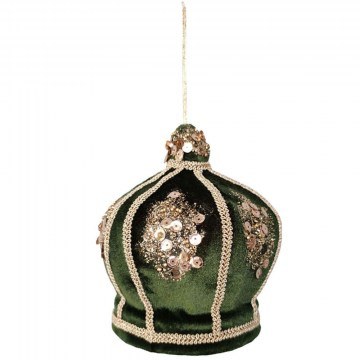 Χριστουγεννιάτικο Στολίδι Βελούδινο Crown 030306 12x12x16cm Green