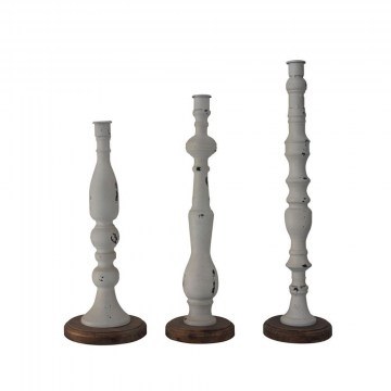 Κηροπήγια La Poupee 024042 (Σετ 3τμχ) 11x11x45 White-Natural