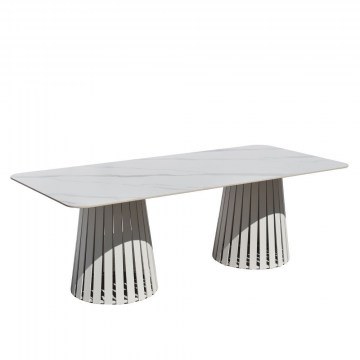 Τραπέζι Κήπου Eurora 52-0012 Με Όψη Μαρμάρου 220x100x75cm White