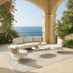 Σαλόνι Κήπου La Luna (Σετ 4Τμχ) 49-0004 5 Θέσεων Off White