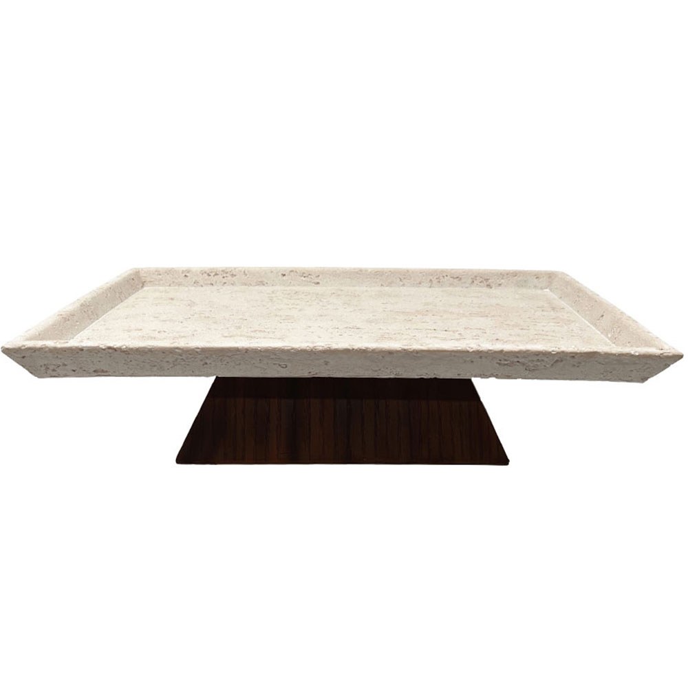 Διακοσμητικός Δίσκος Travertino 034288 40x22x10cm Stone Beige-Dark Brown
