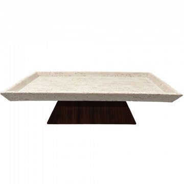 Decorative Tray Travertino 034288 40x22x10cm Stone Beige-Dark Brown