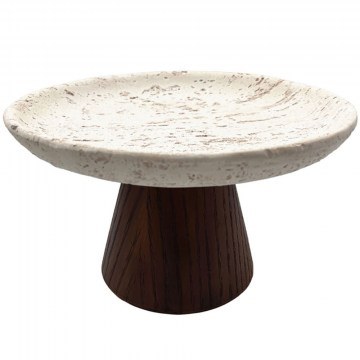 Decorative Tray Travertino 034289 22x22x13cm Stone Beige-Dark Brown