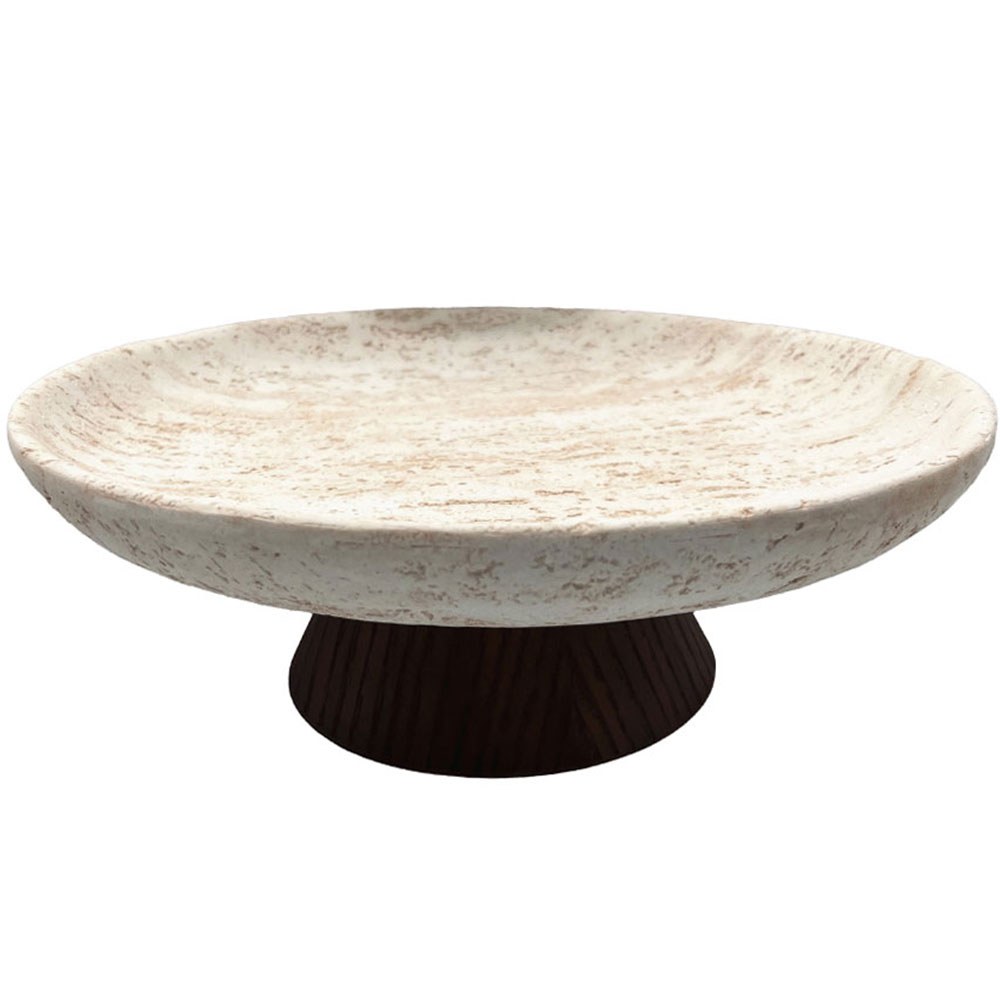 Διακοσμητικός Δίσκος Travertino 034290 30x30x10cm Stone Beige-Dark Brown