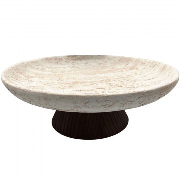 Decorative Tray Travertino 034290 30x30x10cm Stone Beige-Dark Brown