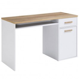 Student Desk 24-0682 With 1 Door & 1 Drawer 120x50x76cm White-Natural WHITE