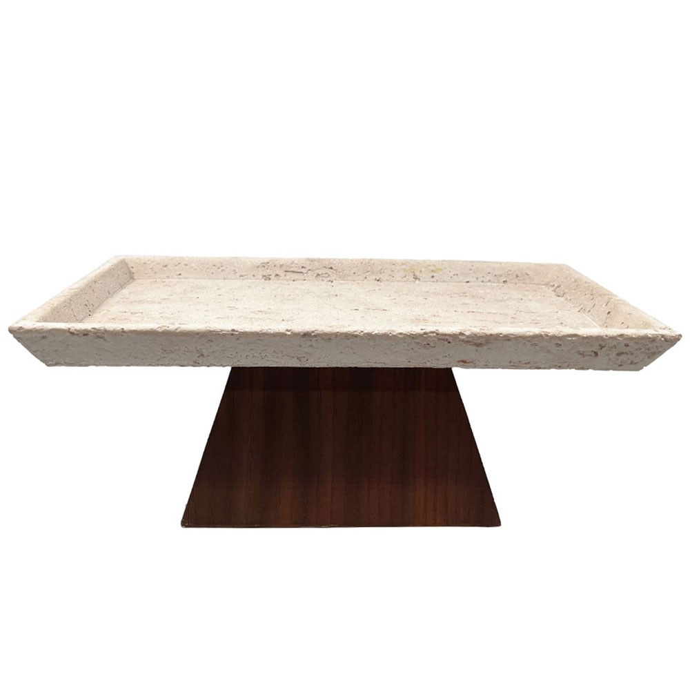 Διακοσμητικός Δίσκος Travertino 034287 31x17x12cm Stone Beige-Dark Brown