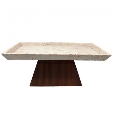 Decorative Tray Travertino 034287 31x17x12cm Stone Beige-Dark Brown