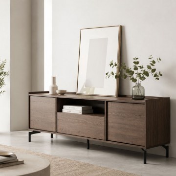Έπιπλο Τηλεόρασης Tobac 08-0027 180x39x62cm Dark Walnut-Black