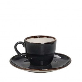 Cup Porcelain With Plate Terra TLG112K6 90ml Grey Espiel GREY