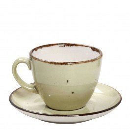 Cup Porcelain With Plate Terra Jumbo TLH110K6 350ml Green Espiel GREEN