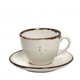 Cup Porcelain With Plate Terra Jumbo TLK110K6 350ml Cream Espiel CREAM