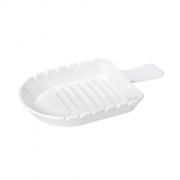 Porcelain Plate With Indentations For Skewers Lv204 31,7X19cm White Espiel