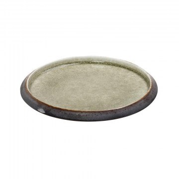 Plate Ceramic Pebble Round Gmt111 Φ21cm Green-Brown Espiel