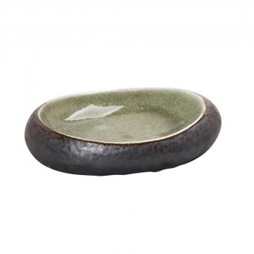 Plate Ceramic Pebble Gmt115 23X17cm Green-Brown Espiel