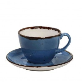 Cup Porcelain With Plate Terra TLF111K6 220ml Blue Espiel BLUE