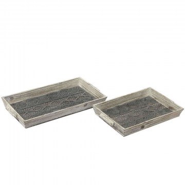 Decorative Tray Rectangular (Set 2Pcs) LIX207 Wooden Beige Espiel