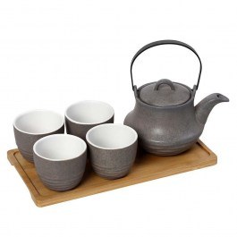 Tea Set 5Τμχ With Mug And Filter Ritual SPI111 600ml 30x17x12cm Light Grey Espiel LIGHT GREY
