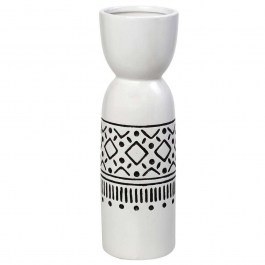 Vase Tribal CER2300 15x15x48cm White-Black Espiel WHITE-BLACK
