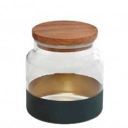 Storage Jar With Lid Alfa RAB631 635ml Φ10x11cm Green-Gold Espiel GREEN-GOLD