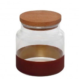 Storage Jar With Lid Alfa RAB637 635ml Φ10x11cm Red-Gold Espiel RED-GOLD