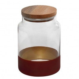 Storage Jar With Lid Alfa RAB638 890ml Φ10x14,5cm Red-Gold Espiel RED-GOLD