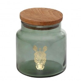 Storage Jar With Lid Jungle Zebra RAB615 635ml Φ10x11cm Green Espiel GREEN