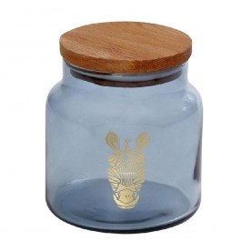 Storage Jar With Lid Jungle Zebra RAB627 635ml Φ10x11cm Blue Espiel BLUE