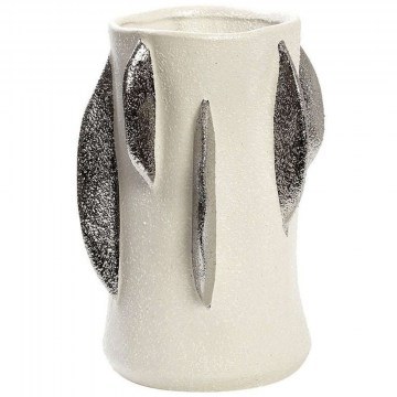 Βάζο Κεραμικό Φύλλα NIX107 17x15,7x22,5cm White-Silver Espiel