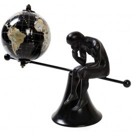 Decorative Male Figure With Globe GOR117 26,5x10x15,5cm Black Espiel BLACK