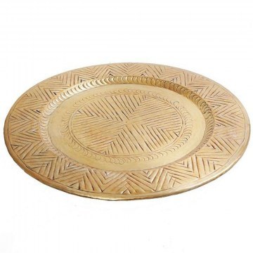 Decorative Tray With Embossed LAK504 D40x1cm Gold Espiel