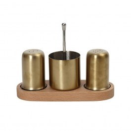 Salt And Pepper Shaker With Toothpick Holder (Set 3Pcs) SUT114 19x7x14,5cm Gold-Brown Espiel GOLD-BROWN