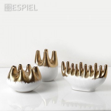 Βάζο Κεραμικό 7 Θέσεων VOS209 Φ19,5x13cm Gold-White Espiel