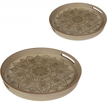 Decorative Trays (Set 2Pcs) DWDA1002 30x30x4,5/35x35x4,5cm Beige Espiel