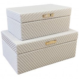 Storage Boxes (Set 2Pcs) NKL112 25x15x10/20x12x8cm White Espiel WHITE