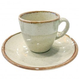 Espresso Cup With Saucer Essentials OWK101K6 12x6cm 90ml Reactive Green-Khaki Espiel GREEN