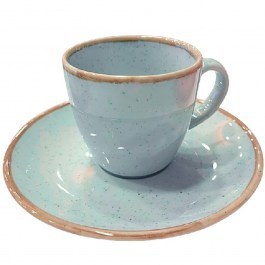Espresso Cup With Saucer Essentials OWM101K6 12x6cm 90ml Reactive Blue-Ciel Espiel BLUE