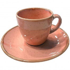 Espresso Cup With Saucer Essentials OWS101K6 12x6cm 90ml Reactive Pink Espiel PINK
